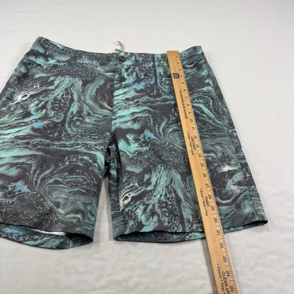 Huk Pursuit Board Shorts Mens 38 Blue Abstract Marble Hybrid Performance Fishing